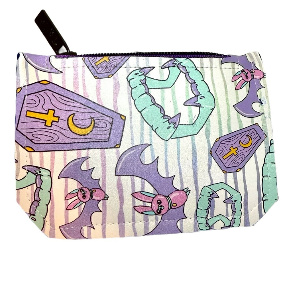 Pastel Goth Pouch Purple bats fangs coin purse card holder
